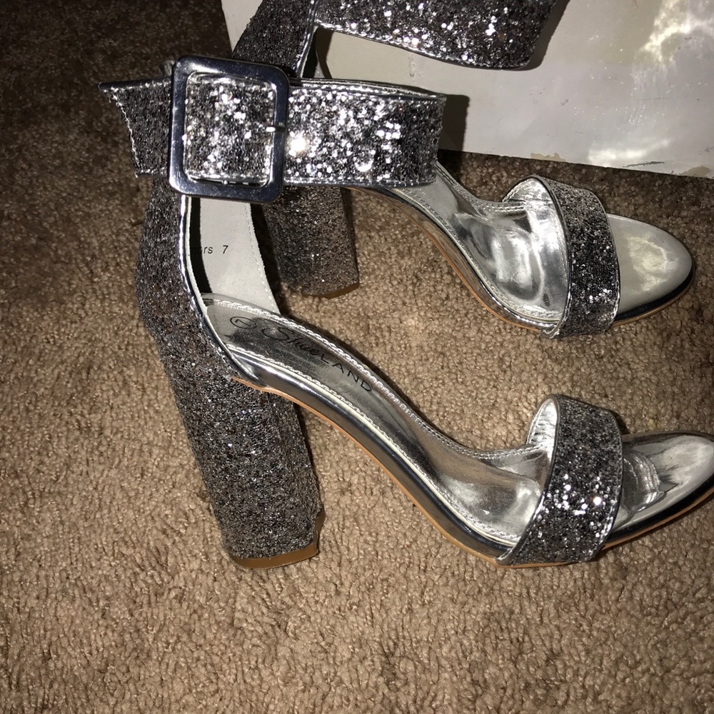 Silver sparkly heels
